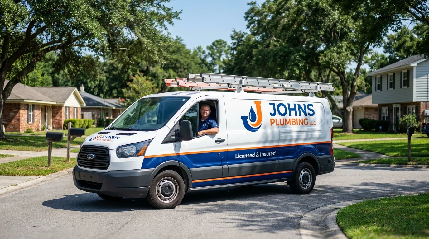 Johns Plumbing LLC service van in Caddo Mills, TX
